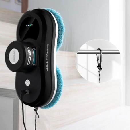 Cecotec Robot Limpiacristales con App y Mando a Distancia Windroid 870 Connected T. 80 W, Navegación Inteligente, Triple Sistema de Seguridad, 4 Programas de Limpieza, Incluye 12 Paños - Conecta Tu Hogar