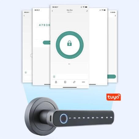 Splenssy Smart Fingerprint Door Lock con manija, biométrico Fingerprint Keyless Entry Door Lock, 4 formas desbloqueadas Tuya BT Connection APP Desbloquear contraseña Desbloqueo - Conecta Tu Hogar