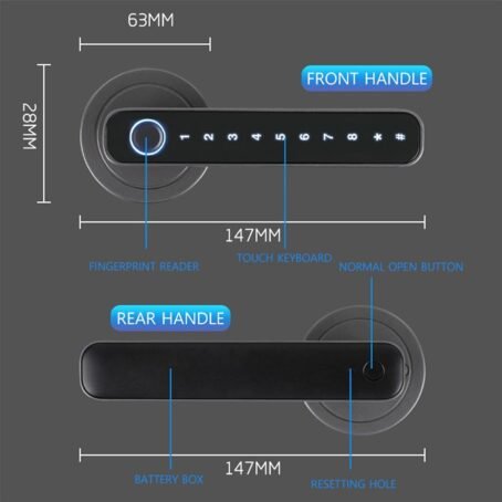 Splenssy Smart Fingerprint Door Lock con manija, biométrico Fingerprint Keyless Entry Door Lock, 4 formas desbloqueadas Tuya BT Connection APP Desbloquear contraseña Desbloqueo - Conecta Tu Hogar