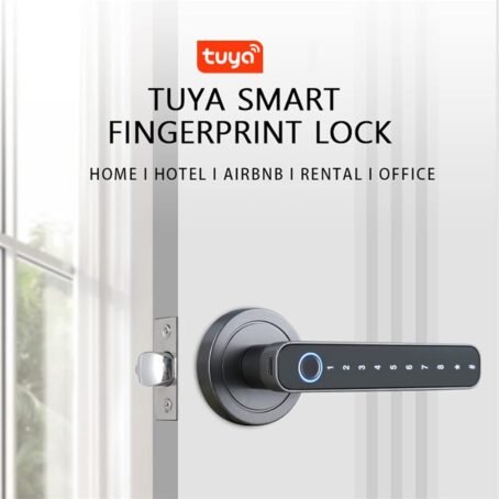 Splenssy Smart Fingerprint Door Lock con manija, biométrico Fingerprint Keyless Entry Door Lock, 4 formas desbloqueadas Tuya BT Connection APP Desbloquear contraseña Desbloqueo - Conecta Tu Hogar