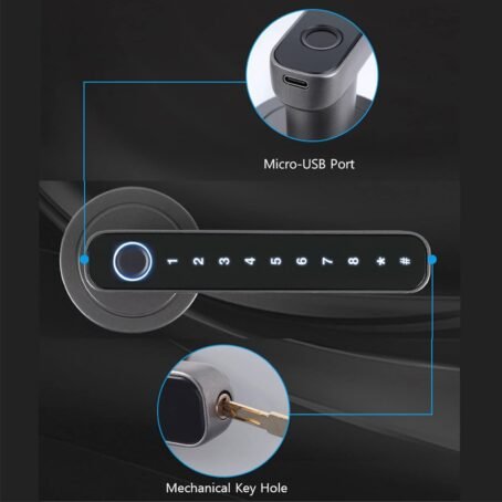 Splenssy Smart Fingerprint Door Lock con manija, biométrico Fingerprint Keyless Entry Door Lock, 4 formas desbloqueadas Tuya BT Connection APP Desbloquear contraseña Desbloqueo - Conecta Tu Hogar