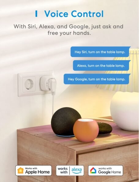 Meross Mini WiFi Enchufe Inteligente, Enchufe WiFi Compatible con HomeKit Siri, Alexa, Google Assistant y SmartThings, WiFi Smart Plug - Conecta Tu Hogar