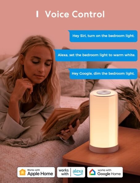 meross Lámpara Nocturna Táctil WiFi Inteligente, Multicolor Regulable con RGBWW(2700K - 6500K). Blanco Cálido y Blanco Frío. Compatible con Apple HomeKit, Alexa, Google Assistant - Conecta Tu Hogar