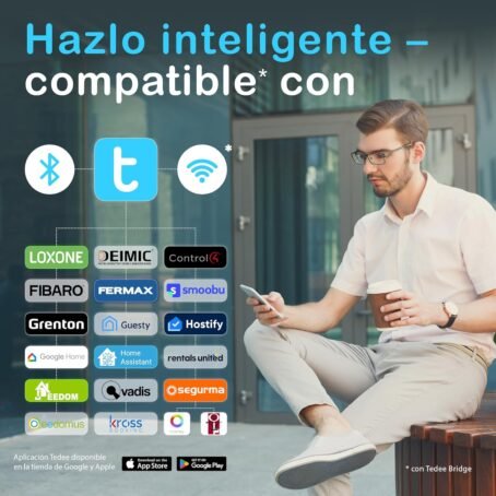 tedee Go Cerradura Inteligente Retrofit para La Puerta, Cerradura Digital con Bloqueo Automático y App, Seguridad Smart lock Acceso sin Llave con Certificado AV-TEST, Cerradura Electronica, Negro - Conecta Tu Hogar