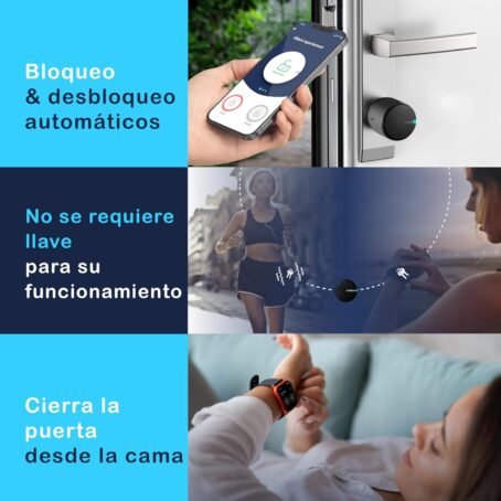 tedee Go Cerradura Inteligente Retrofit para La Puerta, Cerradura Digital con Bloqueo Automático y App, Seguridad Smart lock Acceso sin Llave con Certificado AV-TEST, Cerradura Electronica, Negro - Conecta Tu Hogar